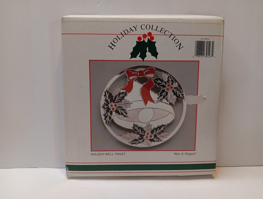 Wm. A. Rogers Silverplate Holiday Bell Trivet With 4 Coasters